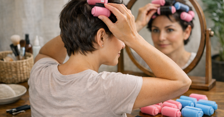 foam rollers on short hair