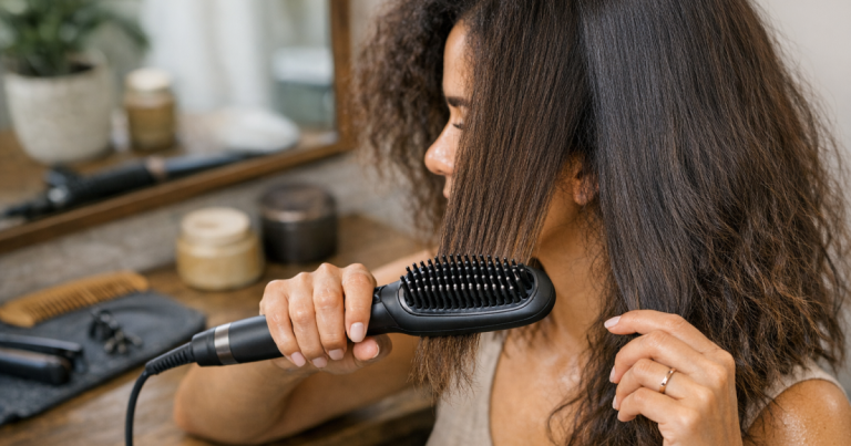 hair straightening brush on coarse hair