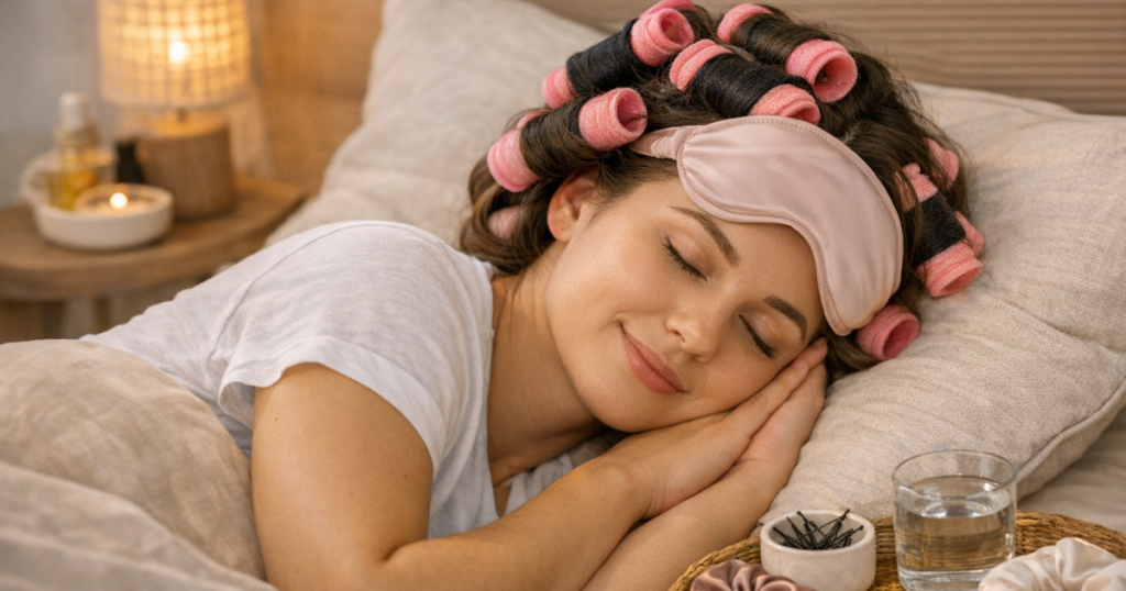 sleep in heatless curlers